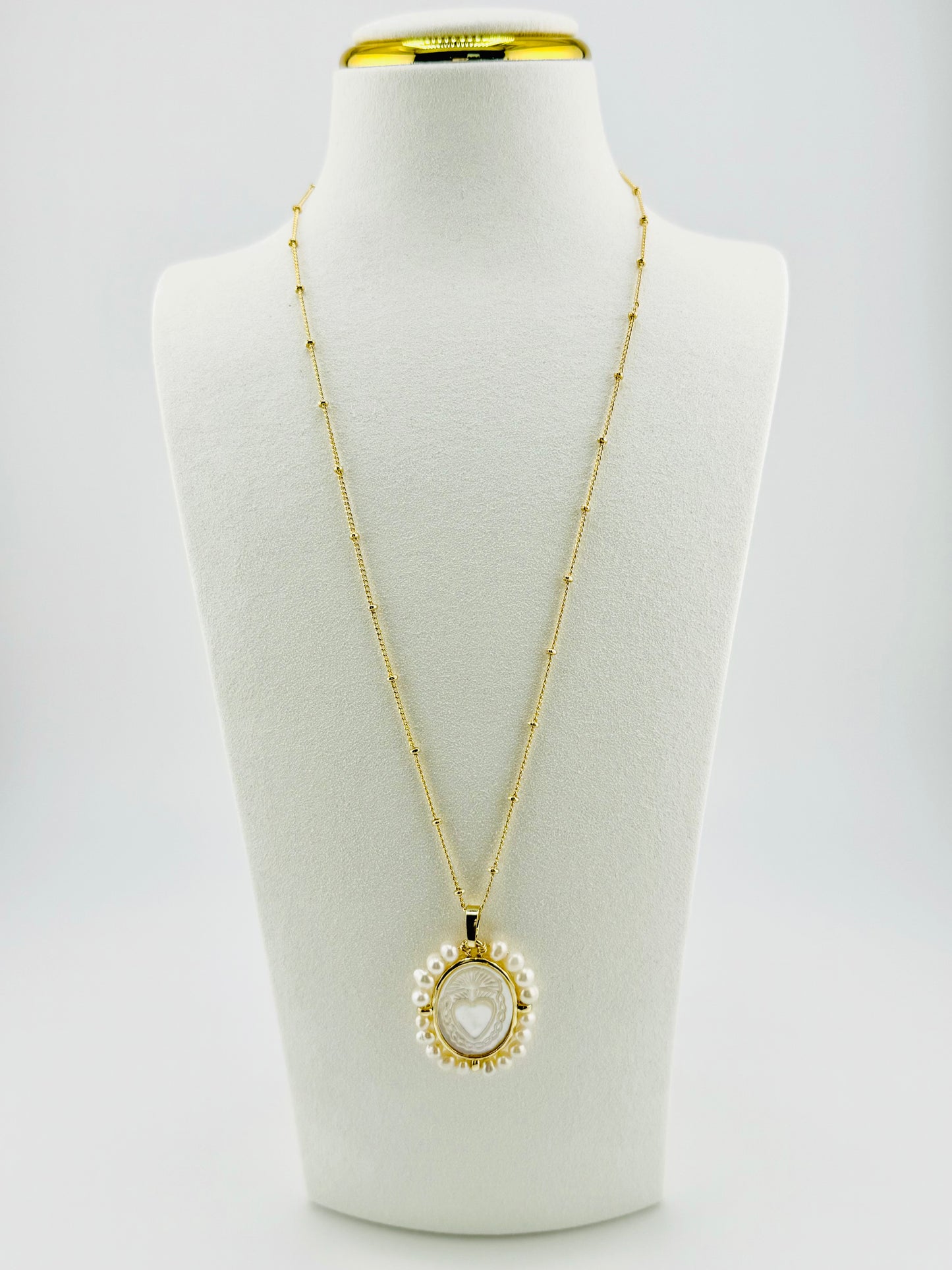 Sacred heart fresh water pearl necklace