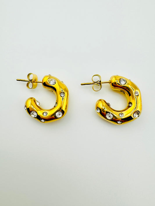 Daisy gold filled earrings with rhinestones