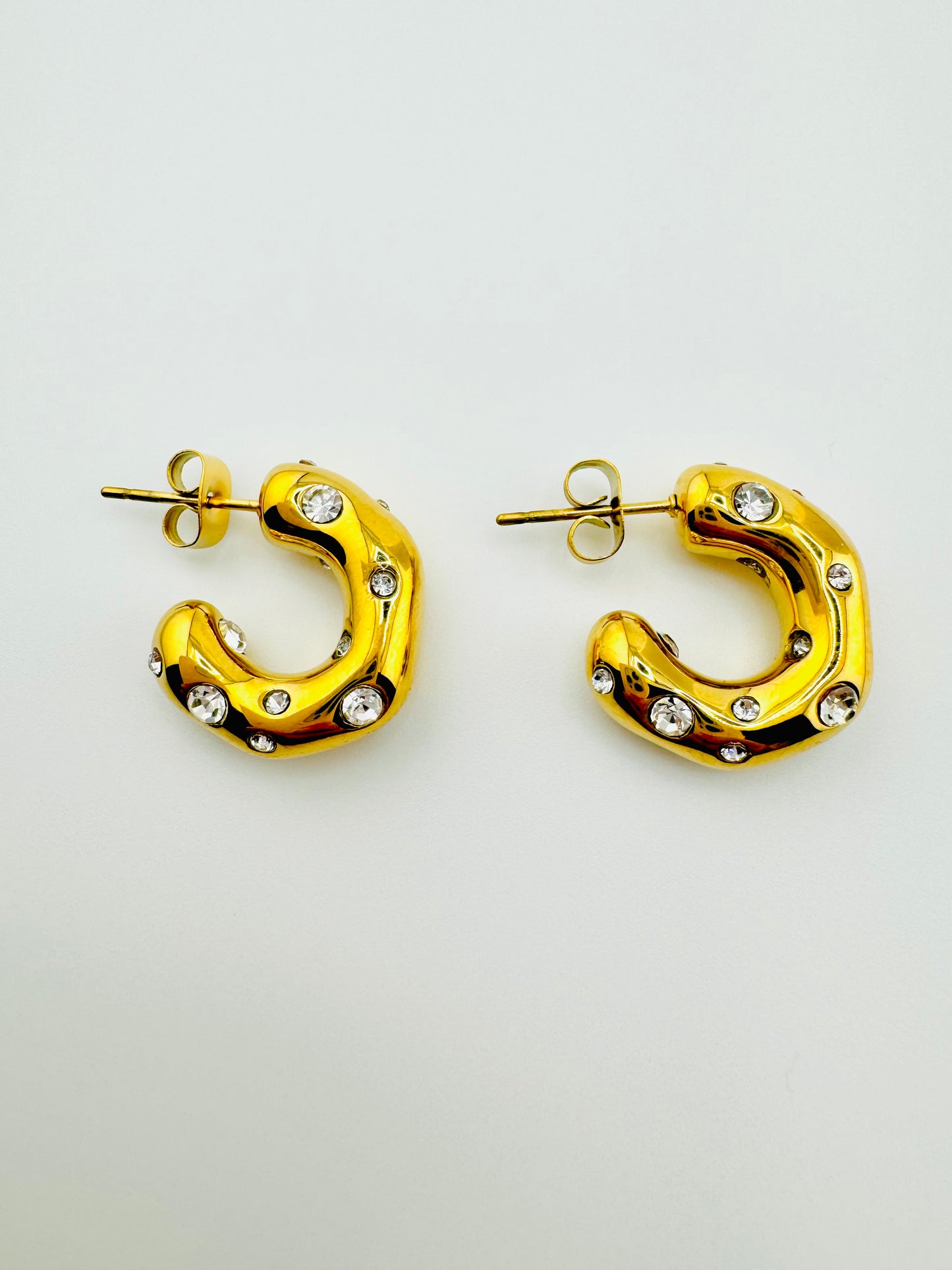 Daisy gold filled earrings with rhinestones