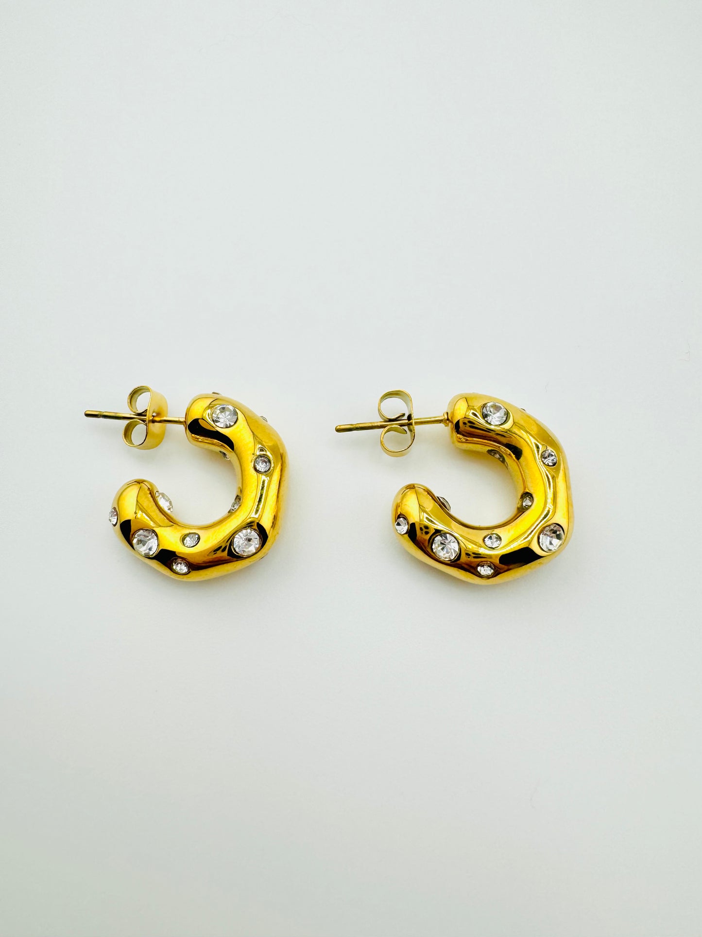Daisy gold filled earrings with rhinestones