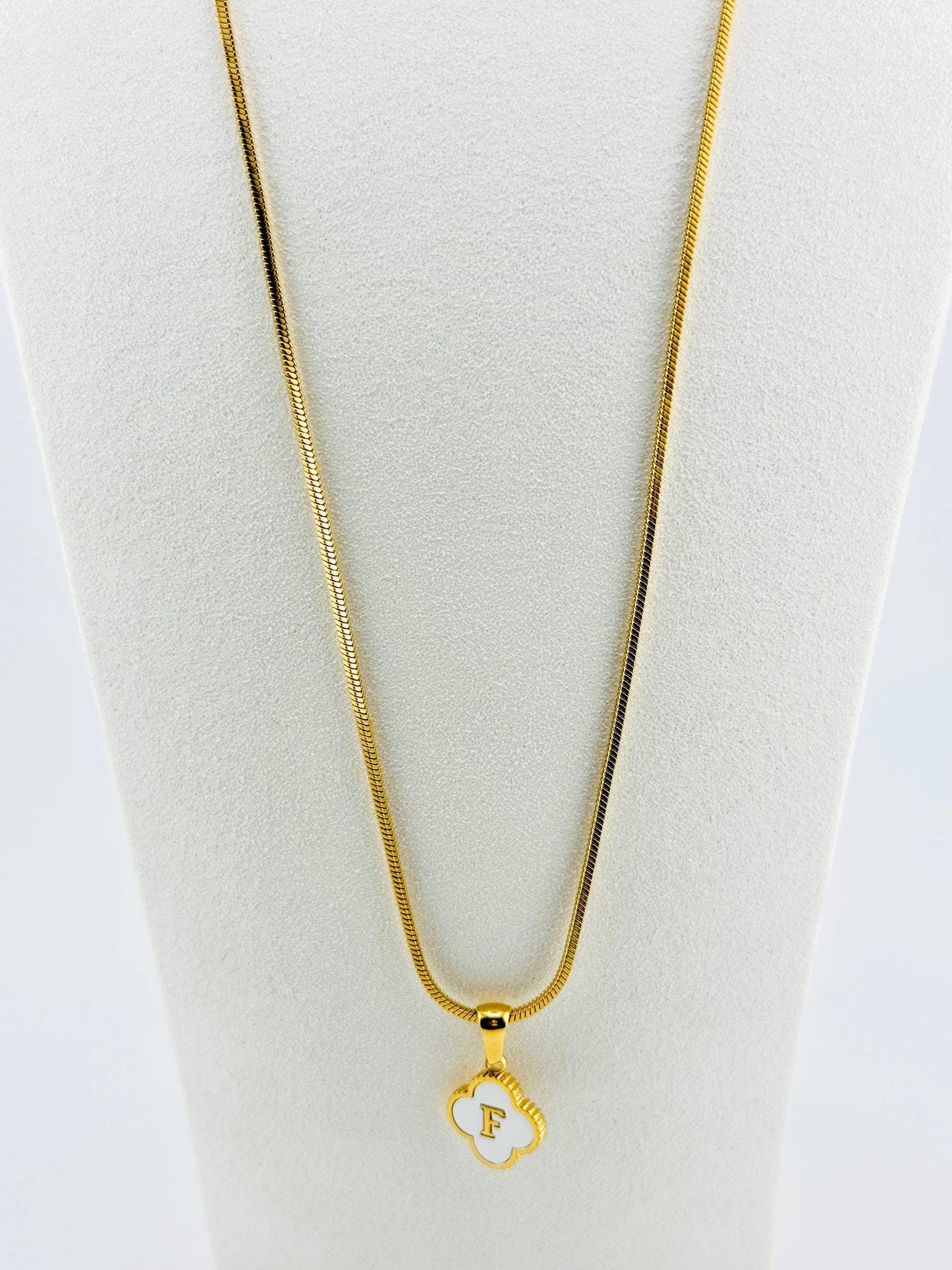 F initial necklace in stainless steel