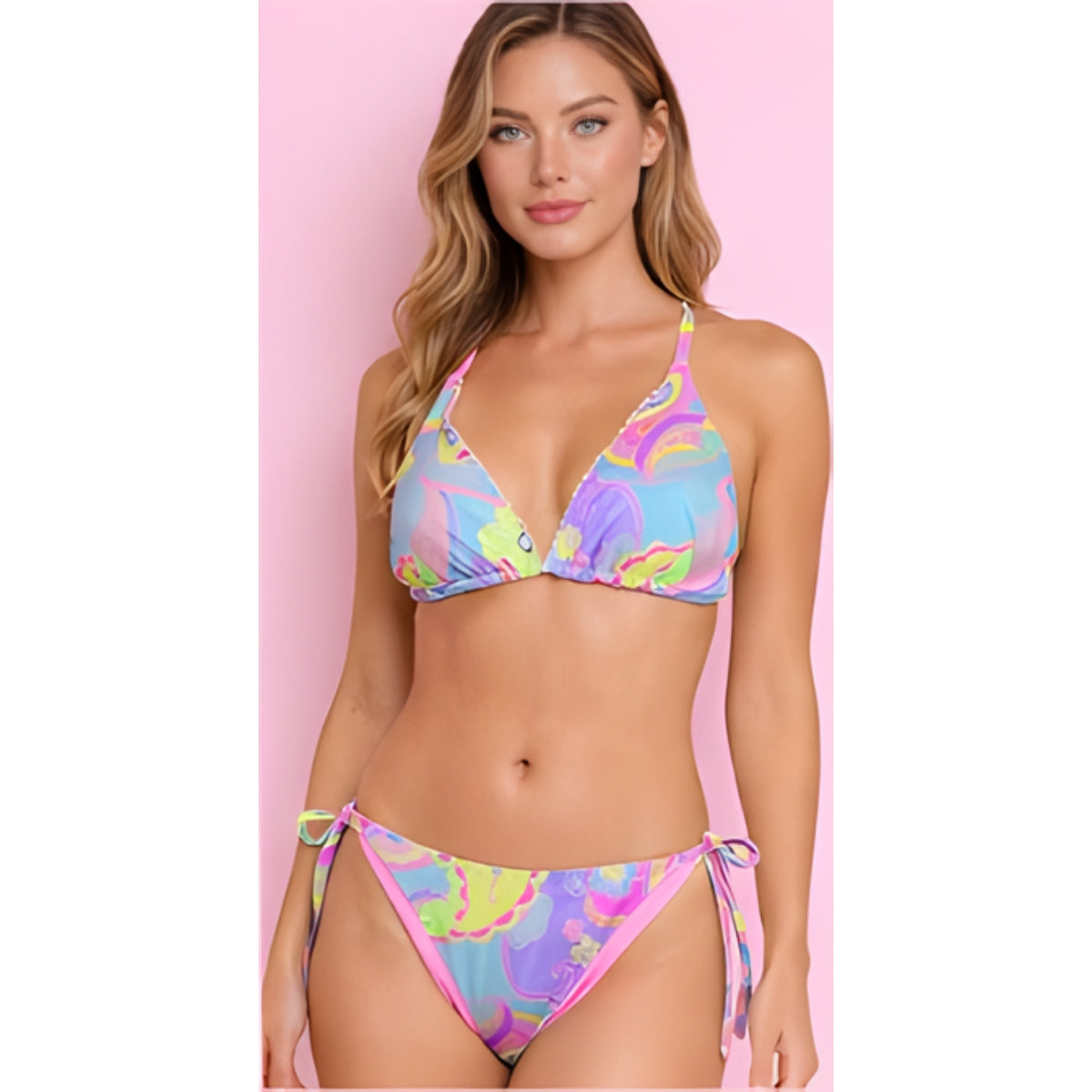 "Reversible bikini set in paisley and solid print, Emma style – Bella Blu Design"