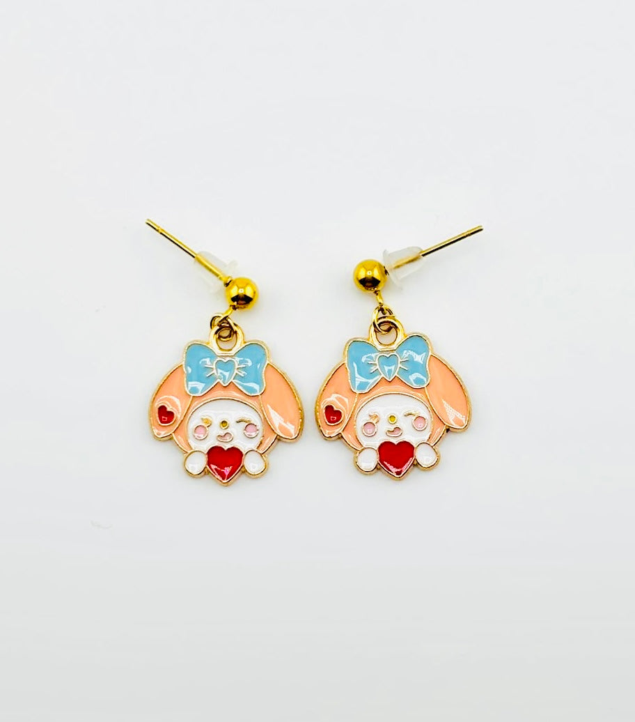 My melody Sanrio coral dangle stainless steel earrings