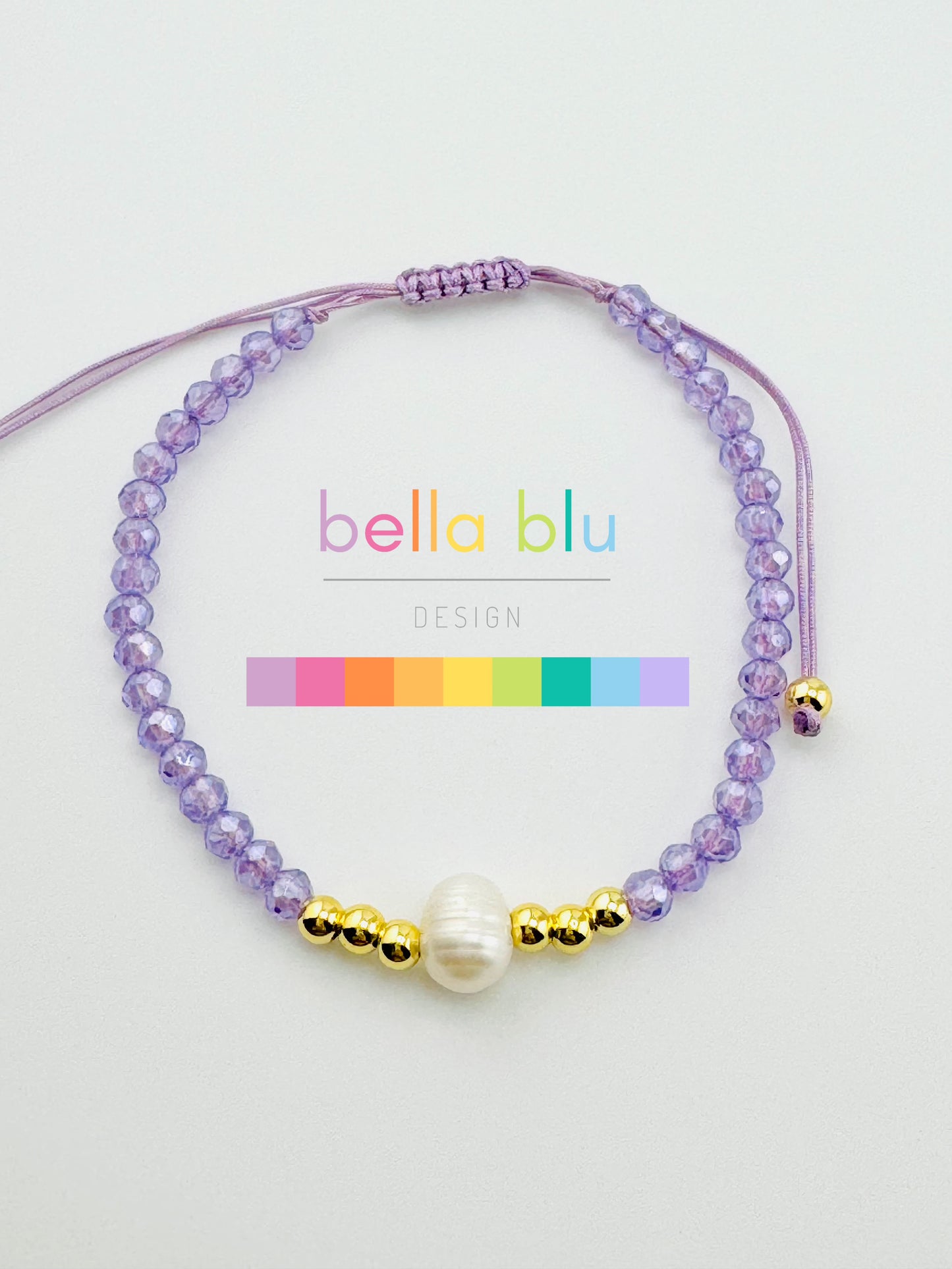 Parket lavender beaded with fresh water pearl and 18k gold filled bracelet