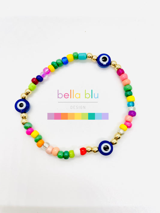 Colorful evil eye bracelet