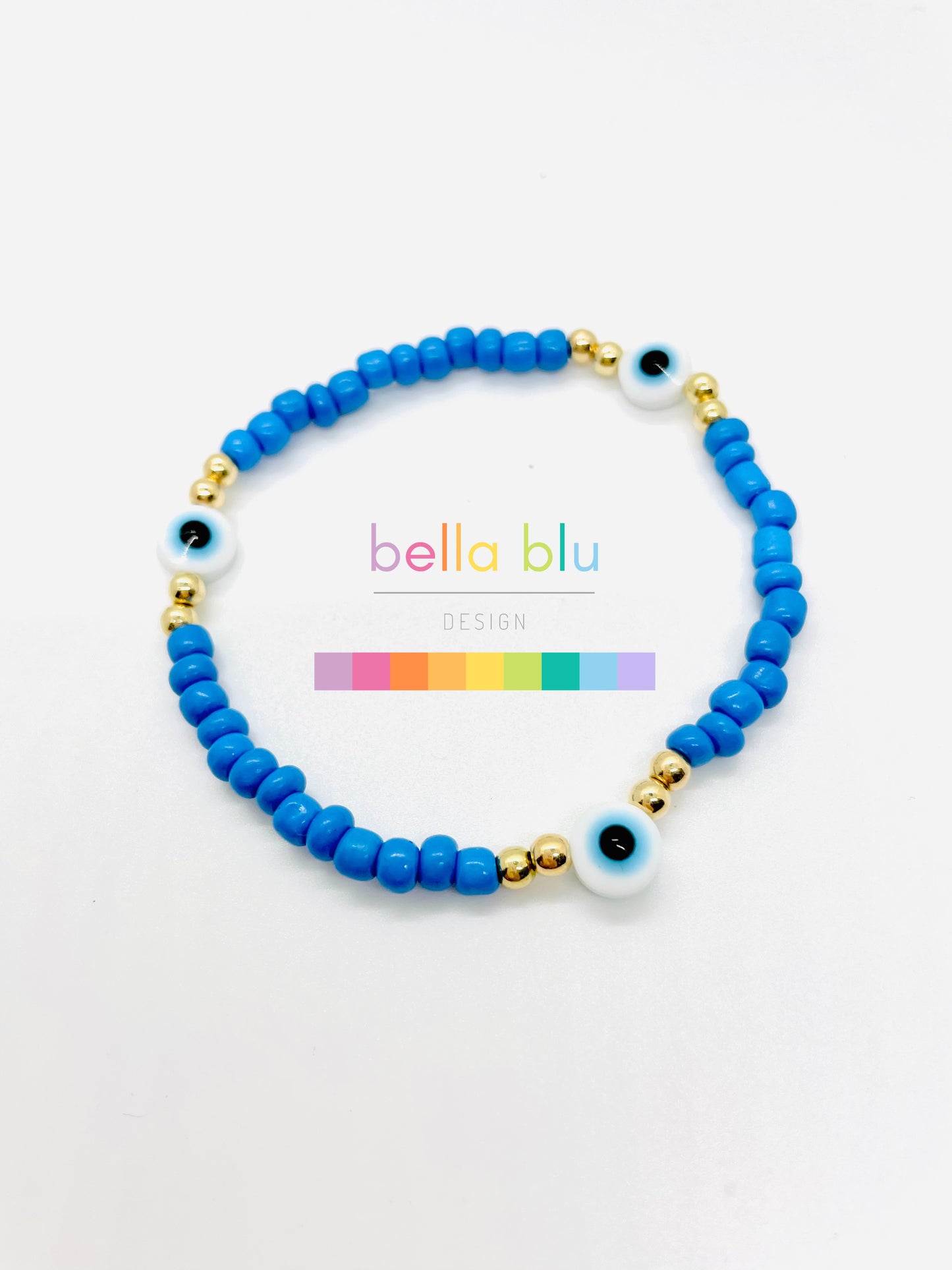 blue and white evil eye bracelet