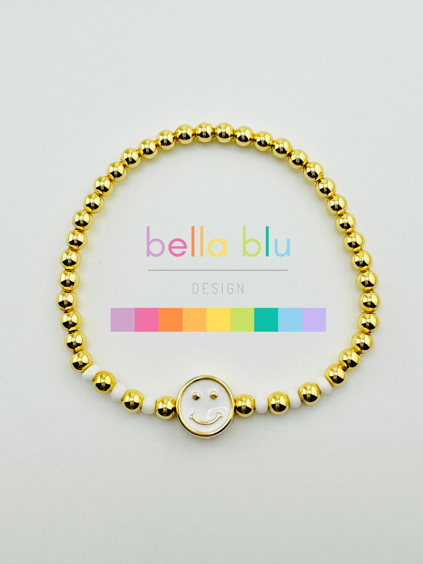 Caroline white happy face and gold filled bracelet