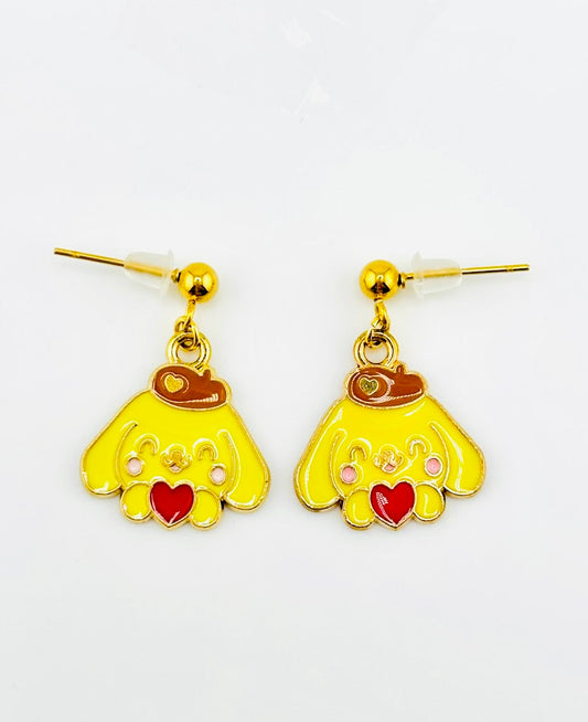 pompurin sanrio stainless steel dangle earrings
