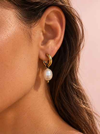 Golden Glow Convertible Pearl Hoops