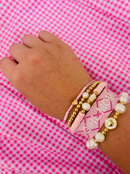 Girl mom pink woven adjustable bracelet
