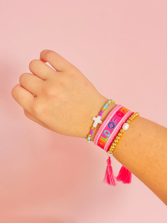 Child of God woven bracelet handmade colorful adjustable Christian women Bella Blu