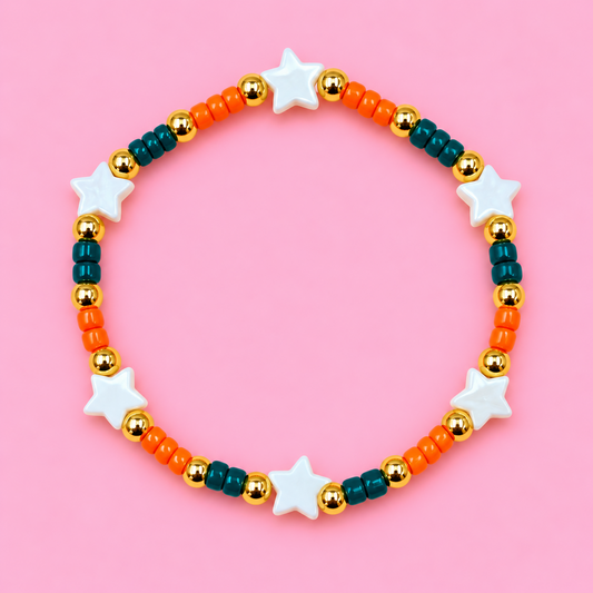 UM Multiple Star 18k gold filled & Real freshwater pearl Bracelet