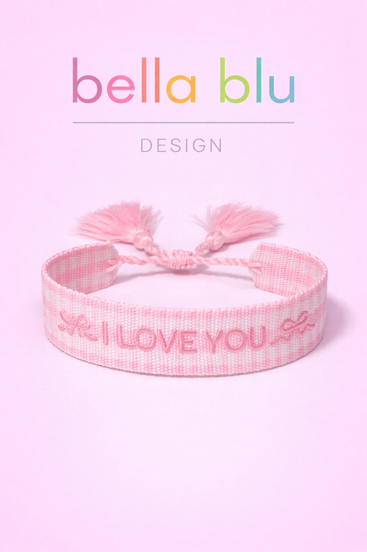 I love you coquette bow woven adjustable bracelet