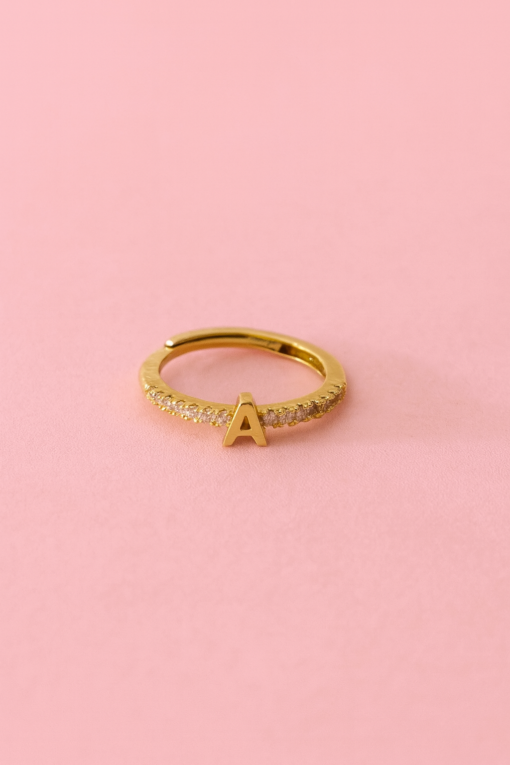 Francesca Initial rings, 18k gold filled with cubic zirconia