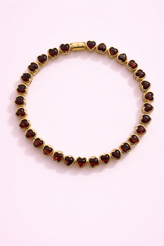 Candice red cubic zirconia hearts tennis bracelet