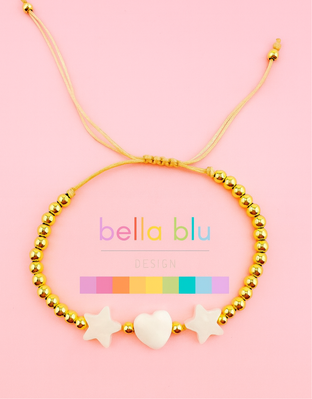 Luna gold filled with mother of pearl heart and star bracelet