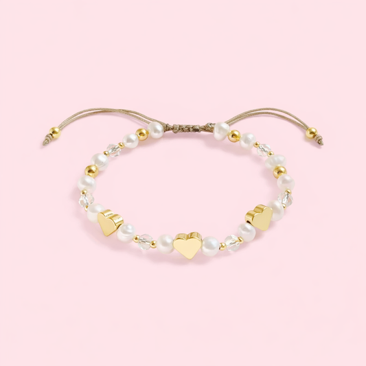Angela heart 18k gold filled & Real fresh water pearl adjustable bracelet