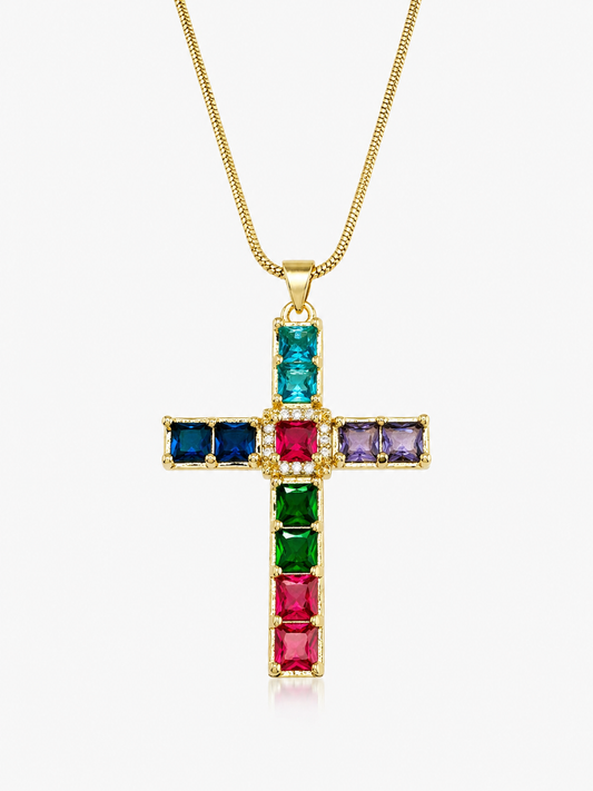 colorful 18k gold filled cubic zirconia necklace