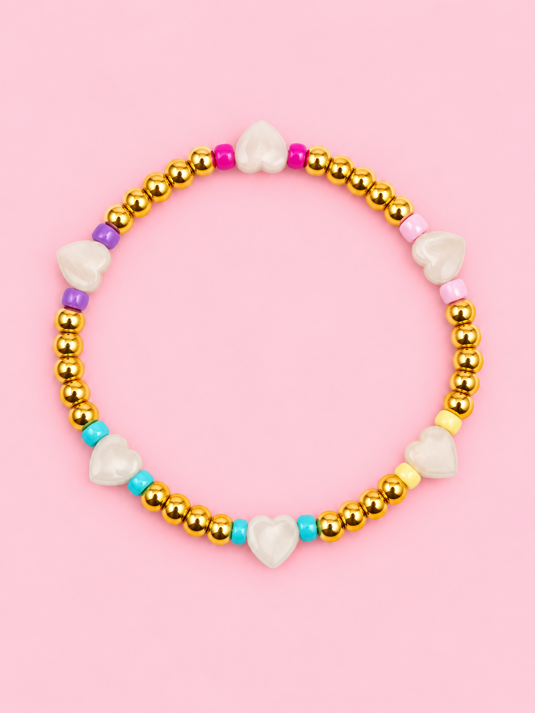 Dahlia pastel Mother of pearl & 18k gold filled heart Bracelet