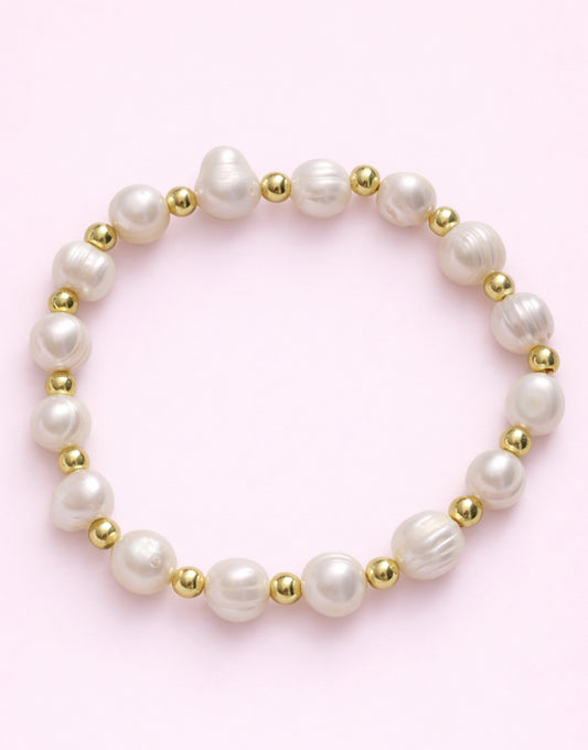 Beverly 18k gold filled & Real fresh water pearl bracelet