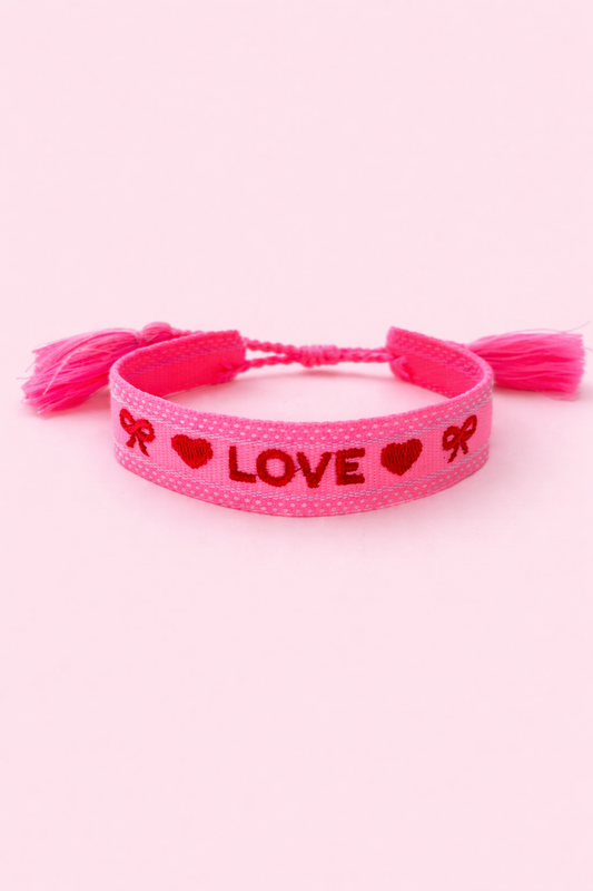 Love pink woven adjustable Bracelet