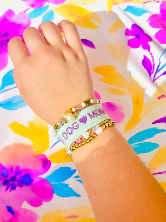 Dog mom woven adjustable bracelet