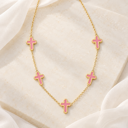 Loved Beyond Measure Pink Cross Necklace 🩷✝️