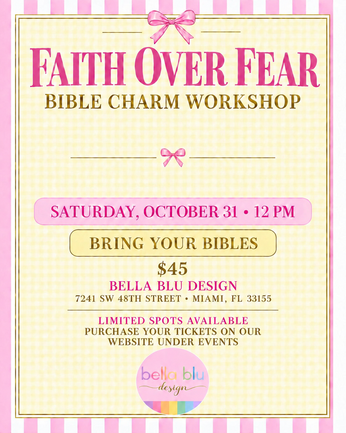 Faith Over Fear: Bible Charm Workshop 💕📖 October 31st