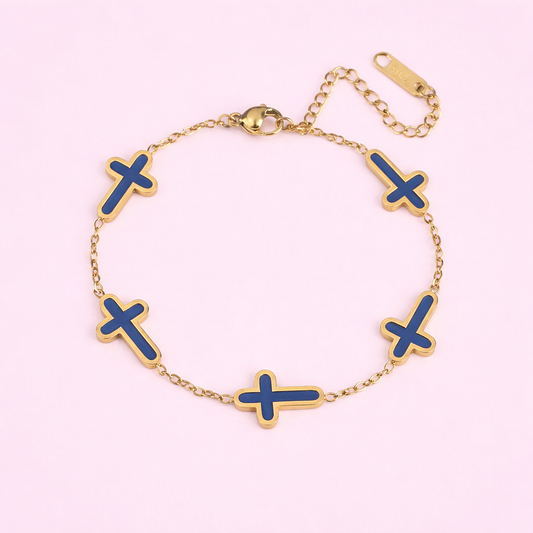 Grace navy cross 18k gold filler adjustable Bracelet