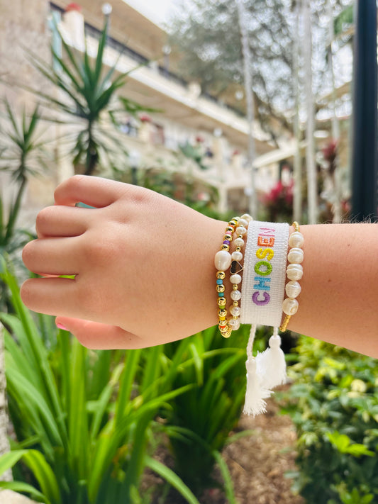 Chosen white & pastel washable adjustable bracelet