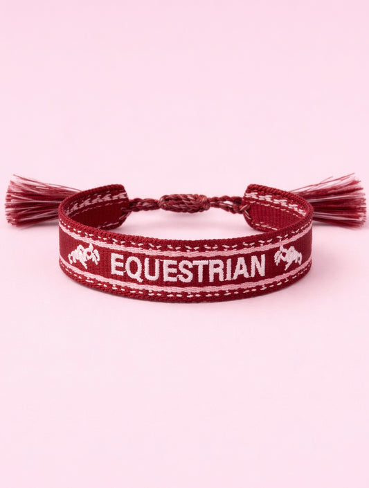 Equestrian burgundy woven adjustable Bracelet