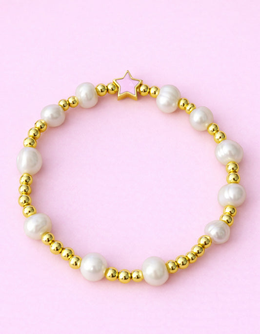 Nila pink star 18k gold filled & Real fresh water pearl bracelet