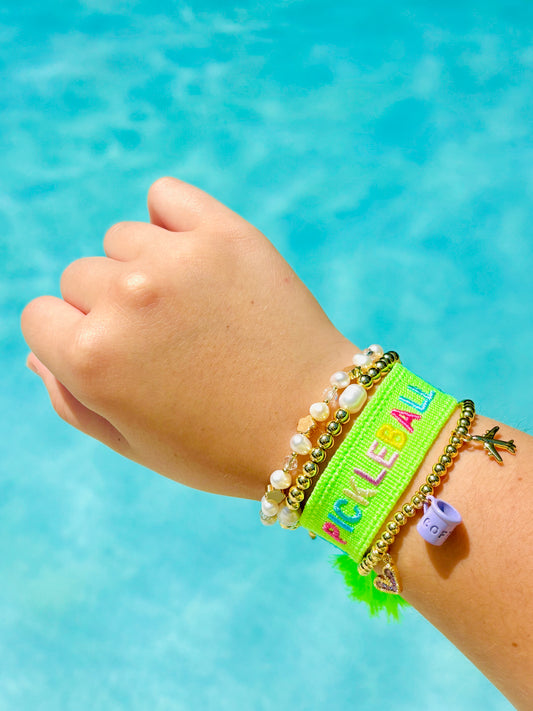 Pickleball colorful woven adjustable Bracelet