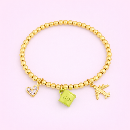 Teresa 18k gold filled & yellow themed charm bracelet