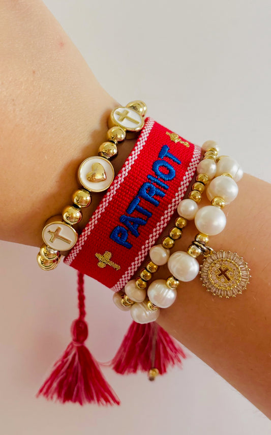 Patriot woven bracelet in red woven