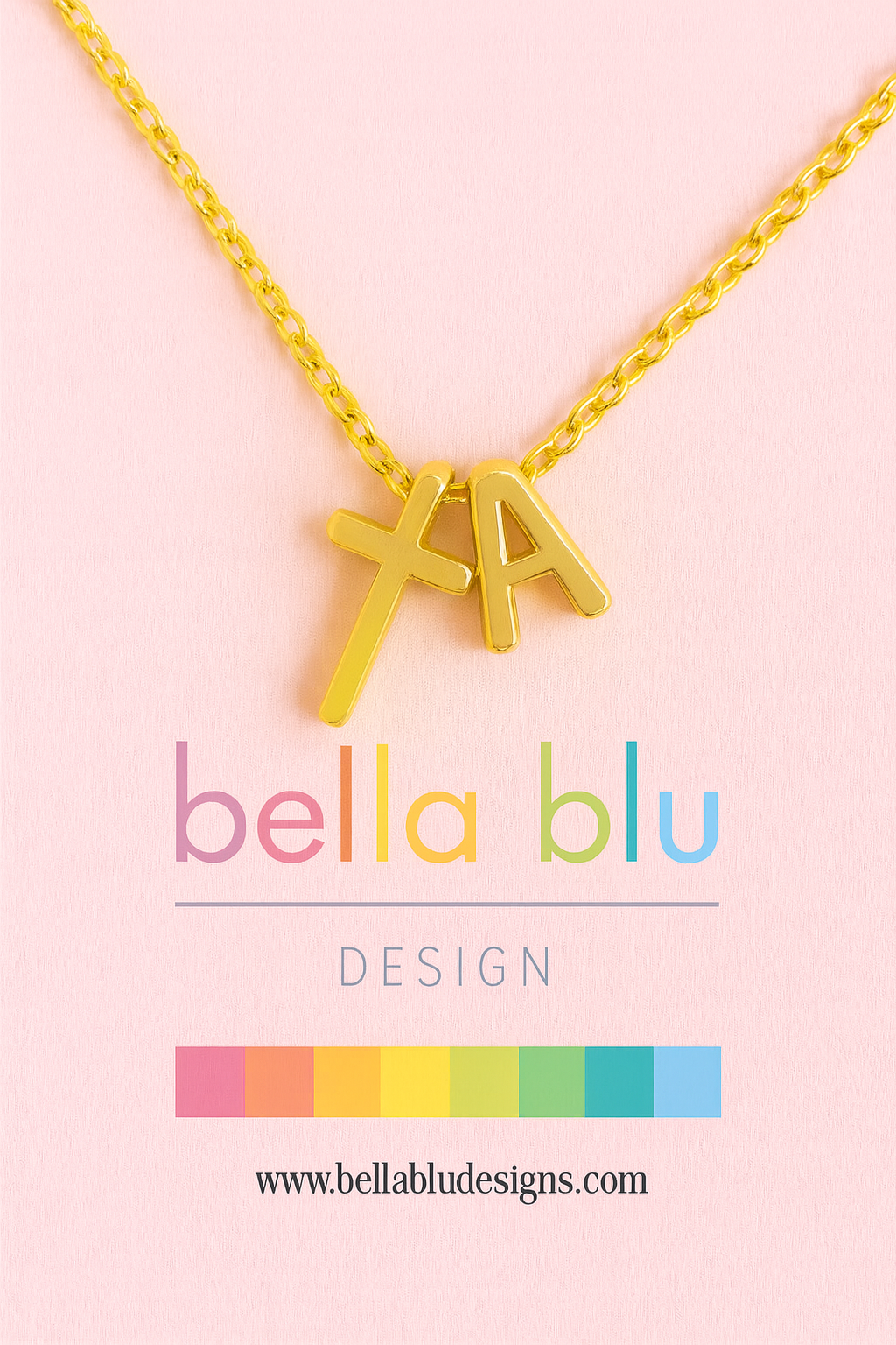 Gemma 18k gold filled Cross Initial Necklace