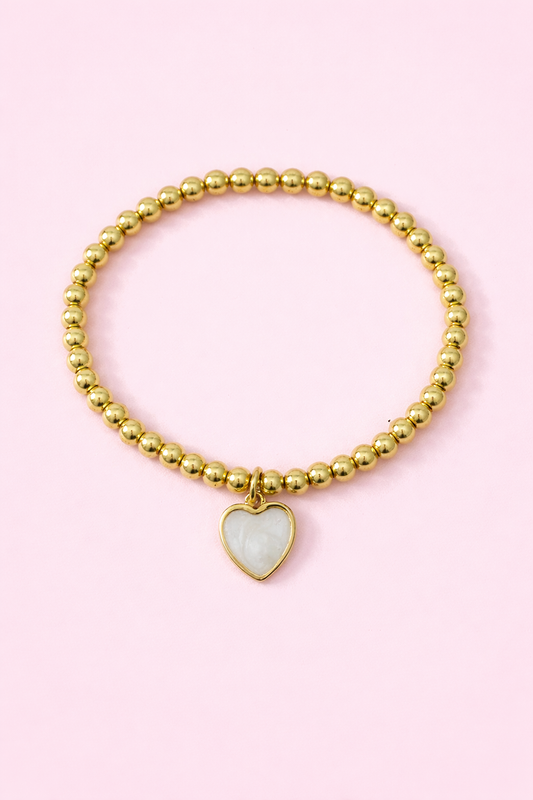 Martha 18k gold filled and mother of pearl heart bracelet