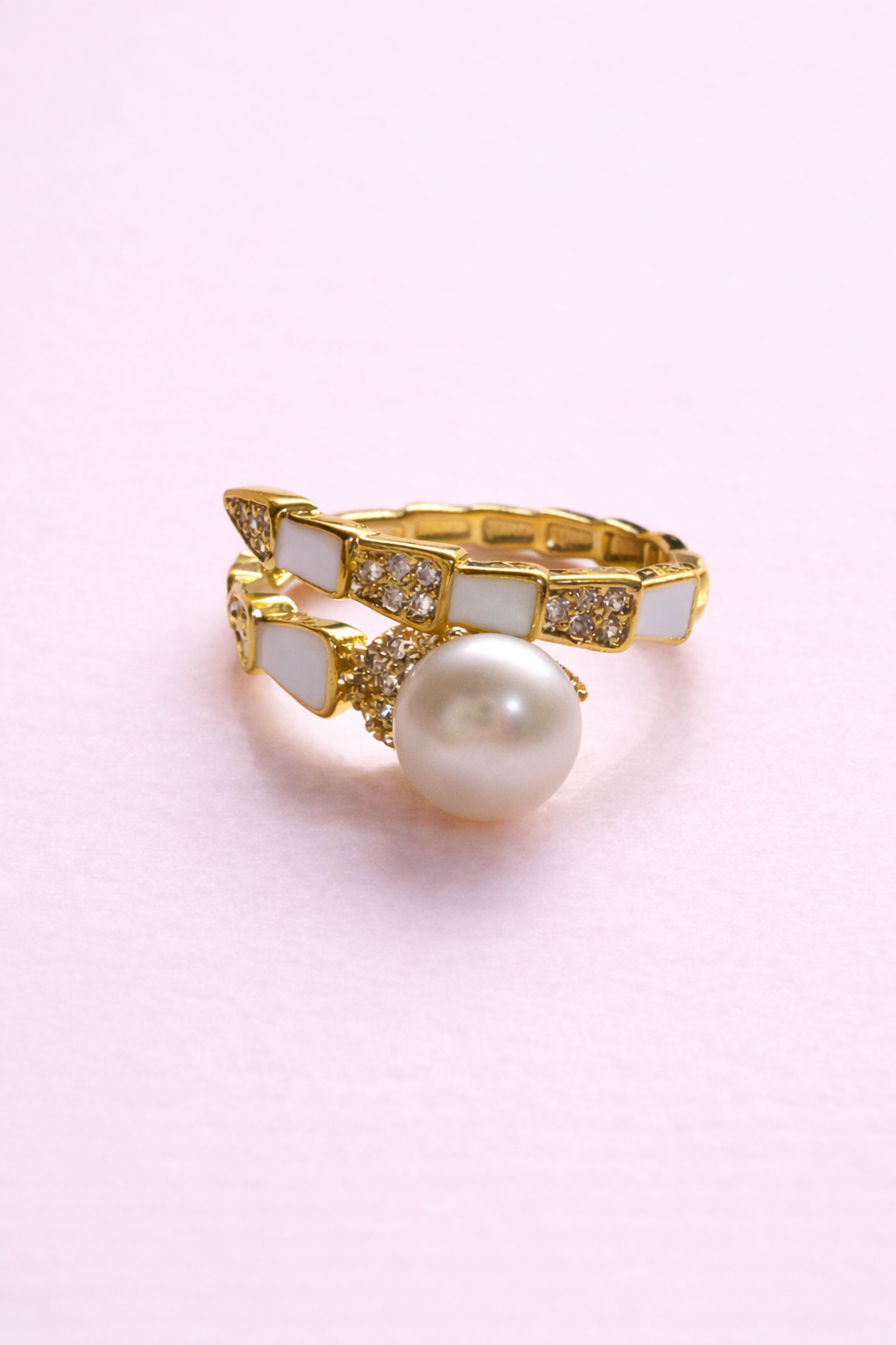 Estelle 18k gold filled, white, & Cubic zirconia with Real fresh water pearl ring