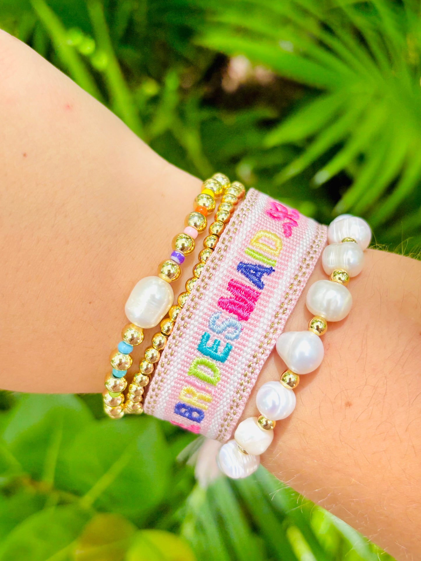 Bridesmaids pastel woven Bracelet