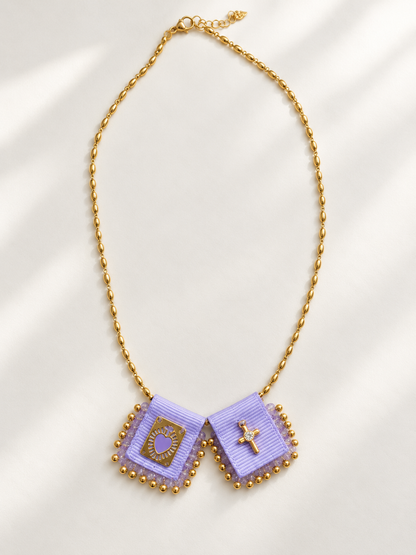 Escapulario Lavender 18k gold filled adjustable necklace