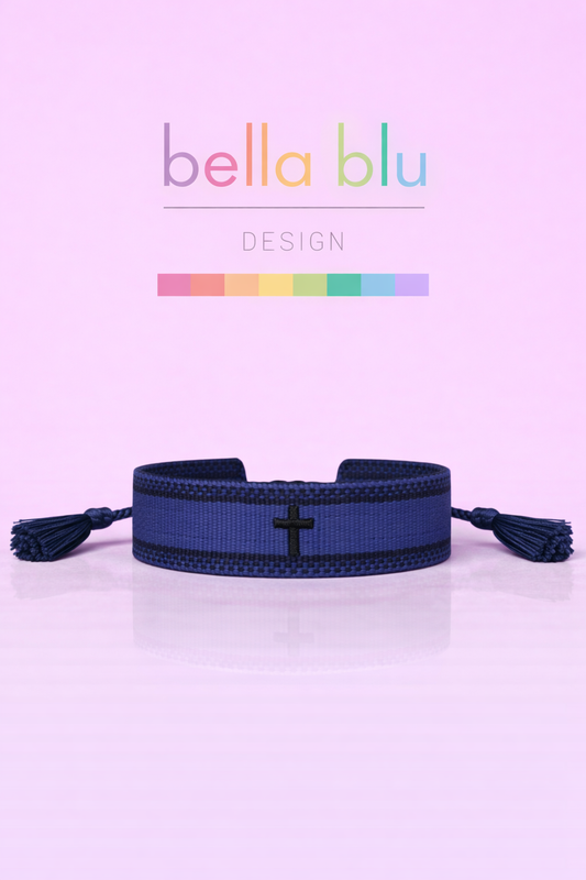David Navy blue and black cross woven bracelet