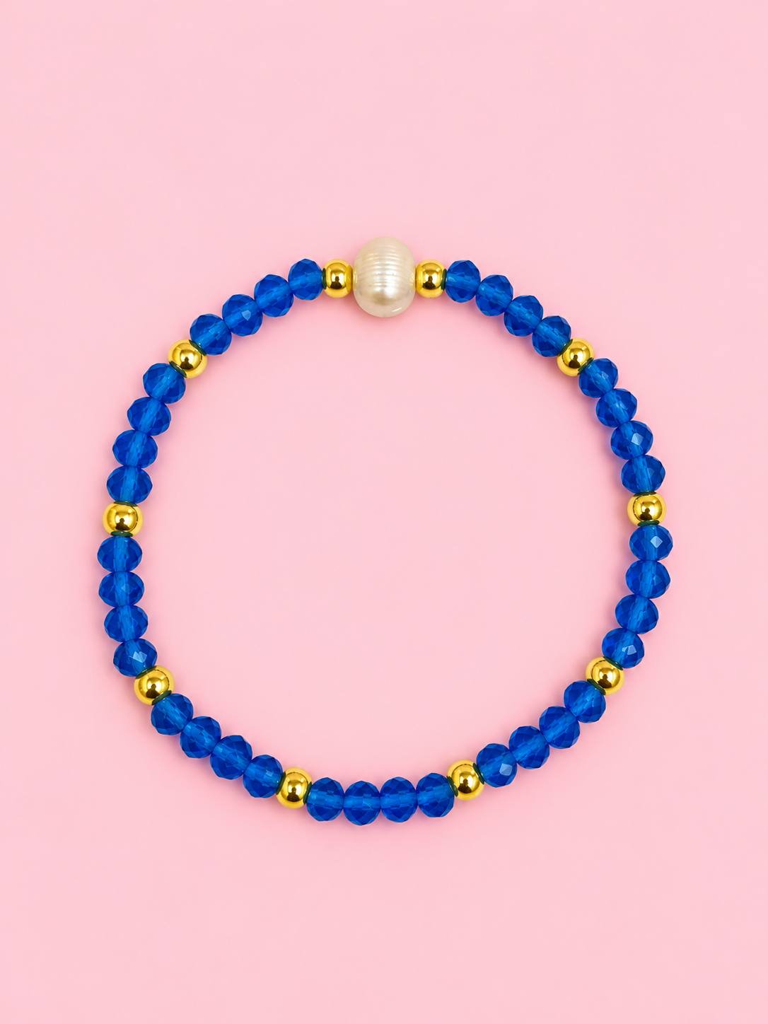 Evangeline Royal blue 18k gold filled & Real fresh water pearl bracelet