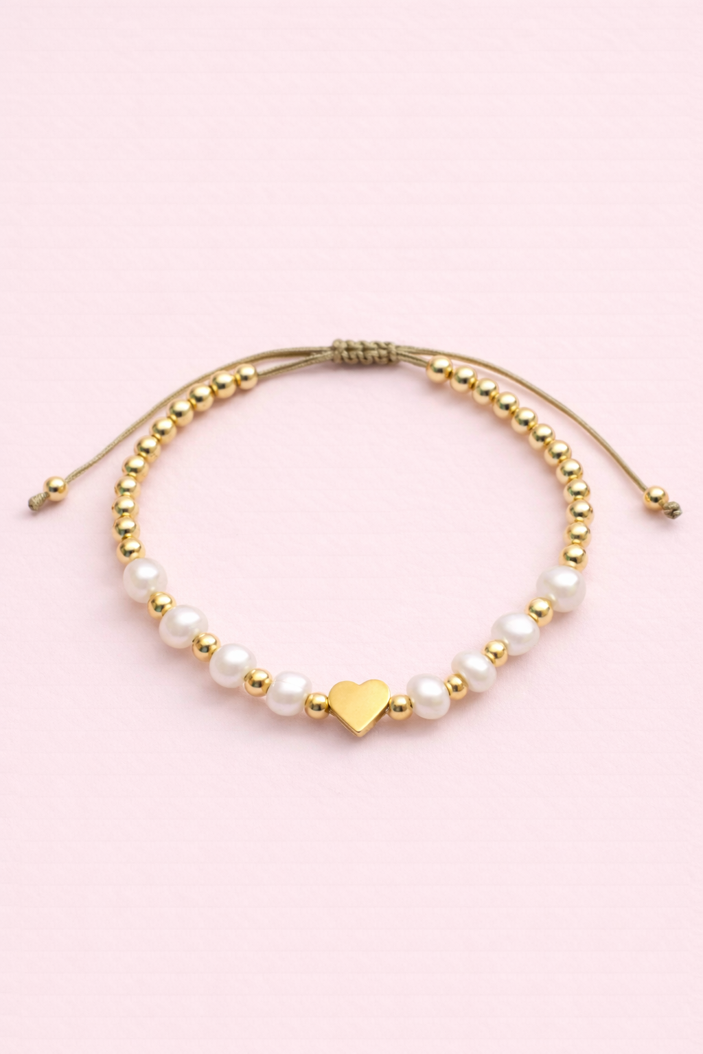 Adina Real fresh water pearl gold filled, heart bracelet