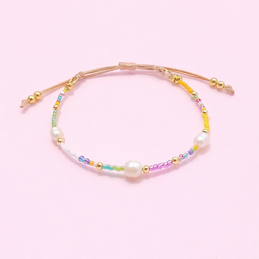 Eliana 18k gold filled and Real fresh water pearl adjustable bracelet