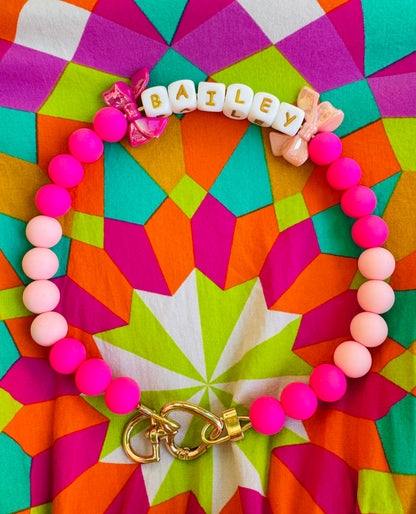 Colorful beaded dog necklace in a 14–16-inch size
