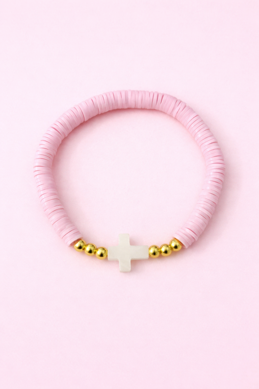Esther gold filled, mother of pearl  cross bracelet