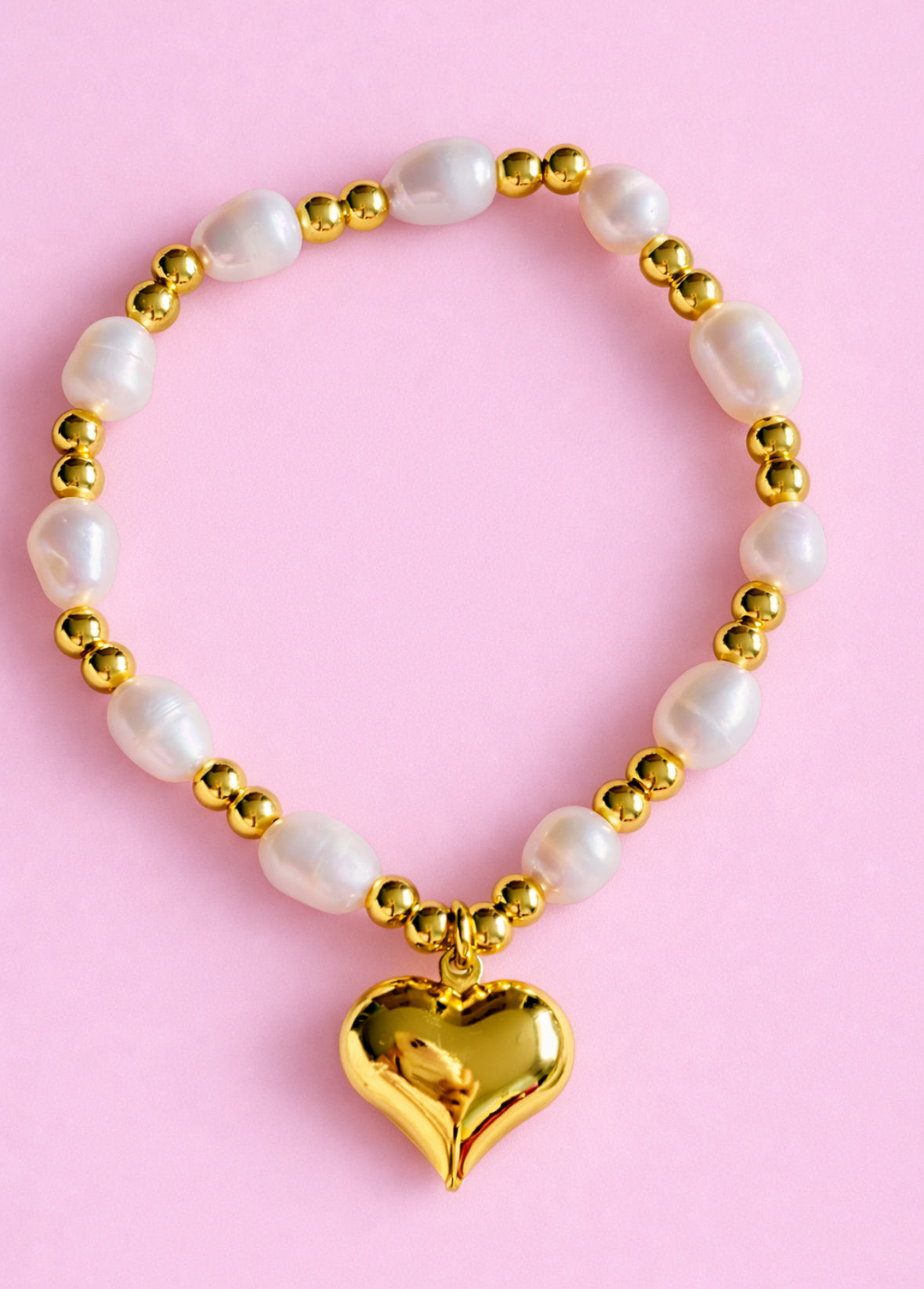 Selah 18k gold filled, real fresh water pearl heart bracelet