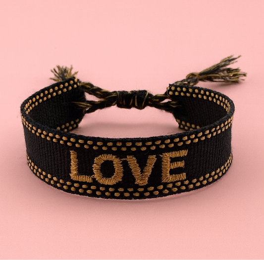 Black gold adjustable woven bracelet