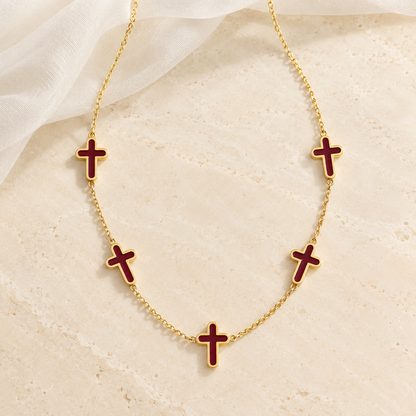 Redeemed Burgundy Cross Necklace ❤️✝️