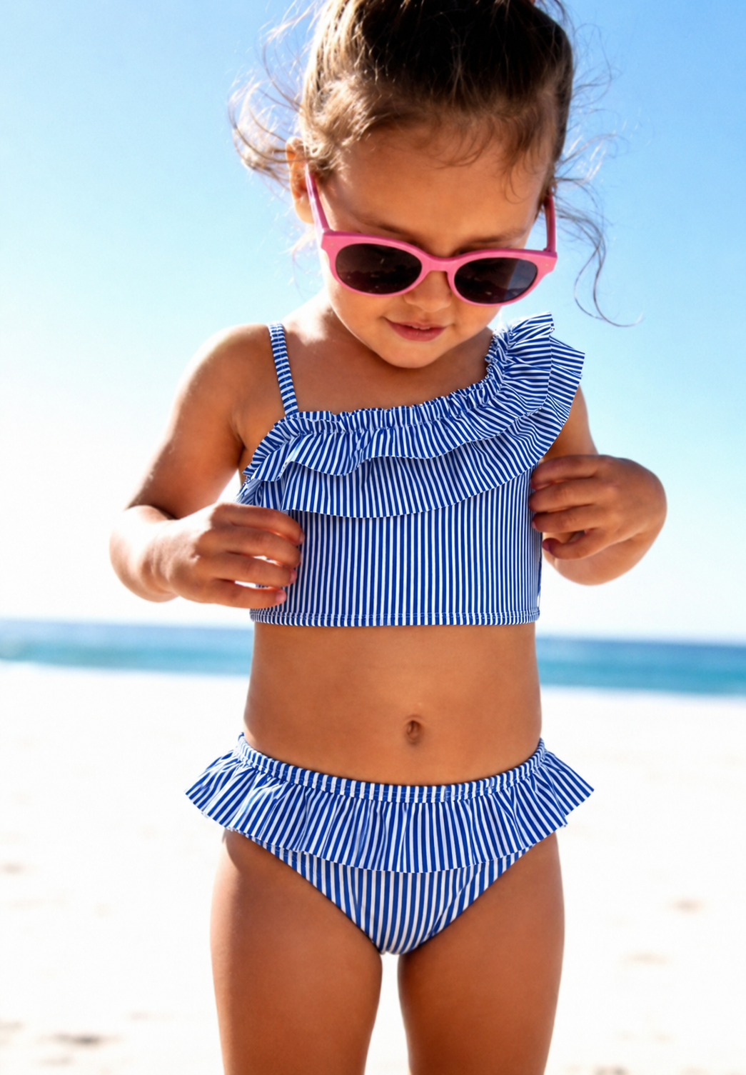 Baby Lorelei blue striped swimwear